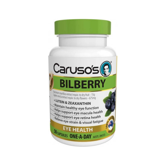 Carusos Health Bilberry 50 Capsules