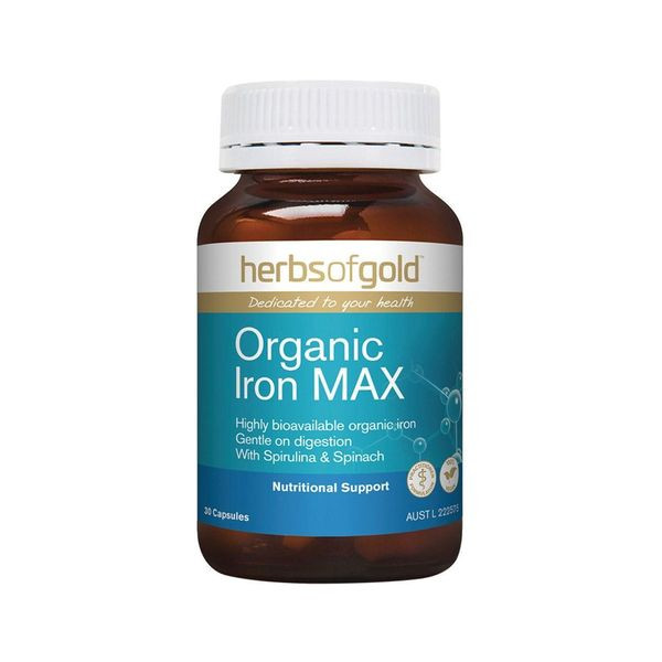 Herbs Of Gold Organic Iron Max 30 Capsules