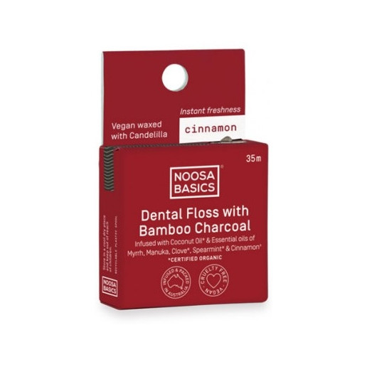 Noosa Basics Dental Floss With Bamboo Charcoal Cinnamon 35m