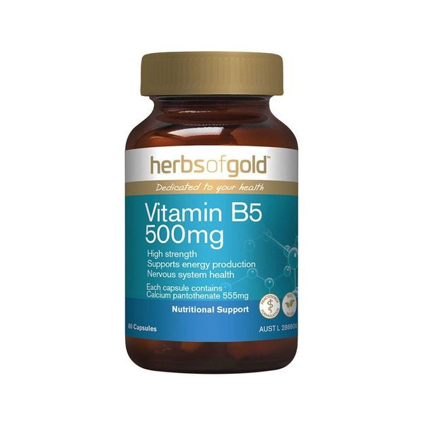 Herbs Of Gold Vitamin B5 500mg 60 Vege Capsules