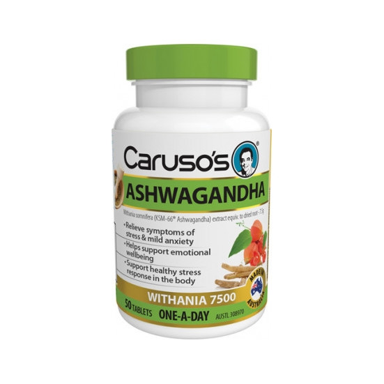 Carusos Health Ashwagandha Withania 7500 One-a-day 50 Tablets