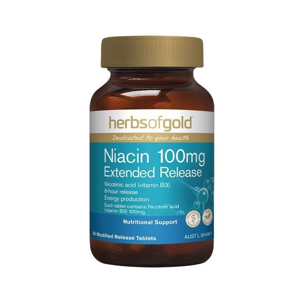 Herbs Of Gold Niacin 100mg Extended Release 60 Tablets