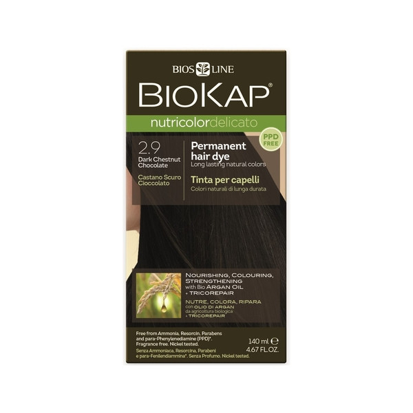 Biokap Nutricolor Delicato 2.9 Permanent Hair Dye Dark Chestnut Chocolate
