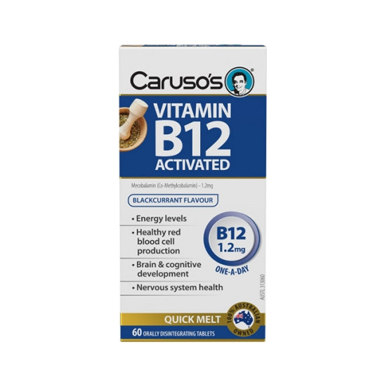 Carusos Health Vitamin B12 Activated Quick Melt 60 Tablets